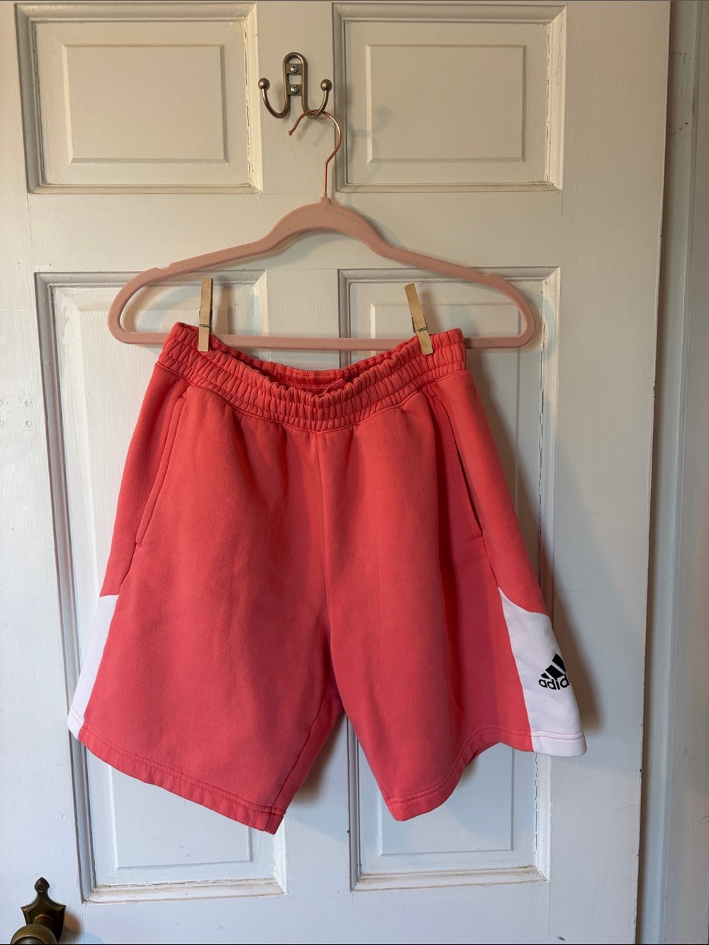 adidas Coral-Pink sweat-shorts